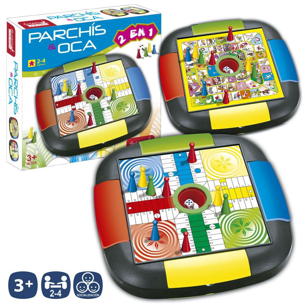 PARCHÍS/OCA DADO AUTOMÁTICO 26 CM CARCASA NEGRA. CAJA IMPRESA DE 26,5X26,5 CM.