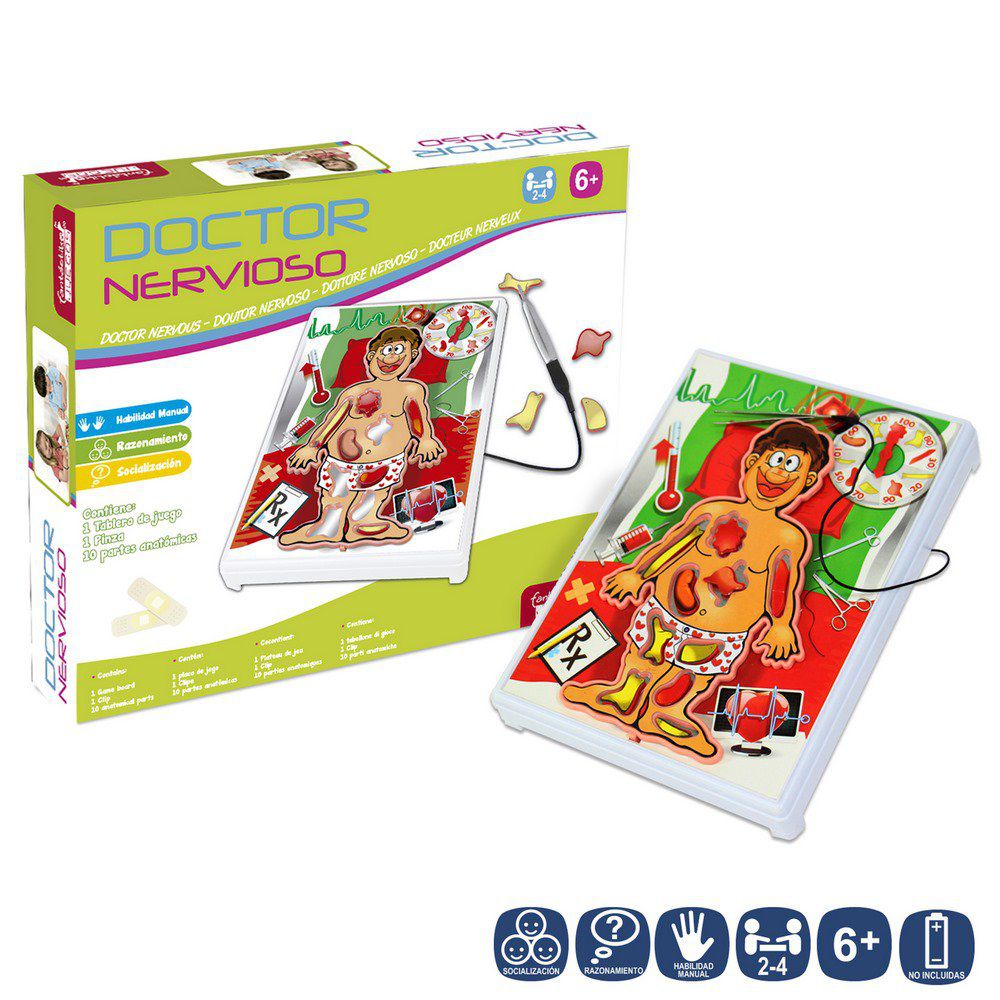 JUEGO DOCTOR OPERACIONES ELÉCTRICO VIBRA CUANDO NO OPERAS BIEN . CAJA IMPRESA: 30X26 CM - PILAS: 2XAA NO INCLUIDAS