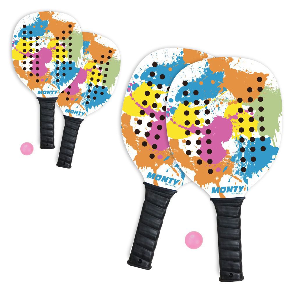 S/2 PALAS Y PELOTA MADERA SPLASH 0.7 MM CON RED DESECHABLE.