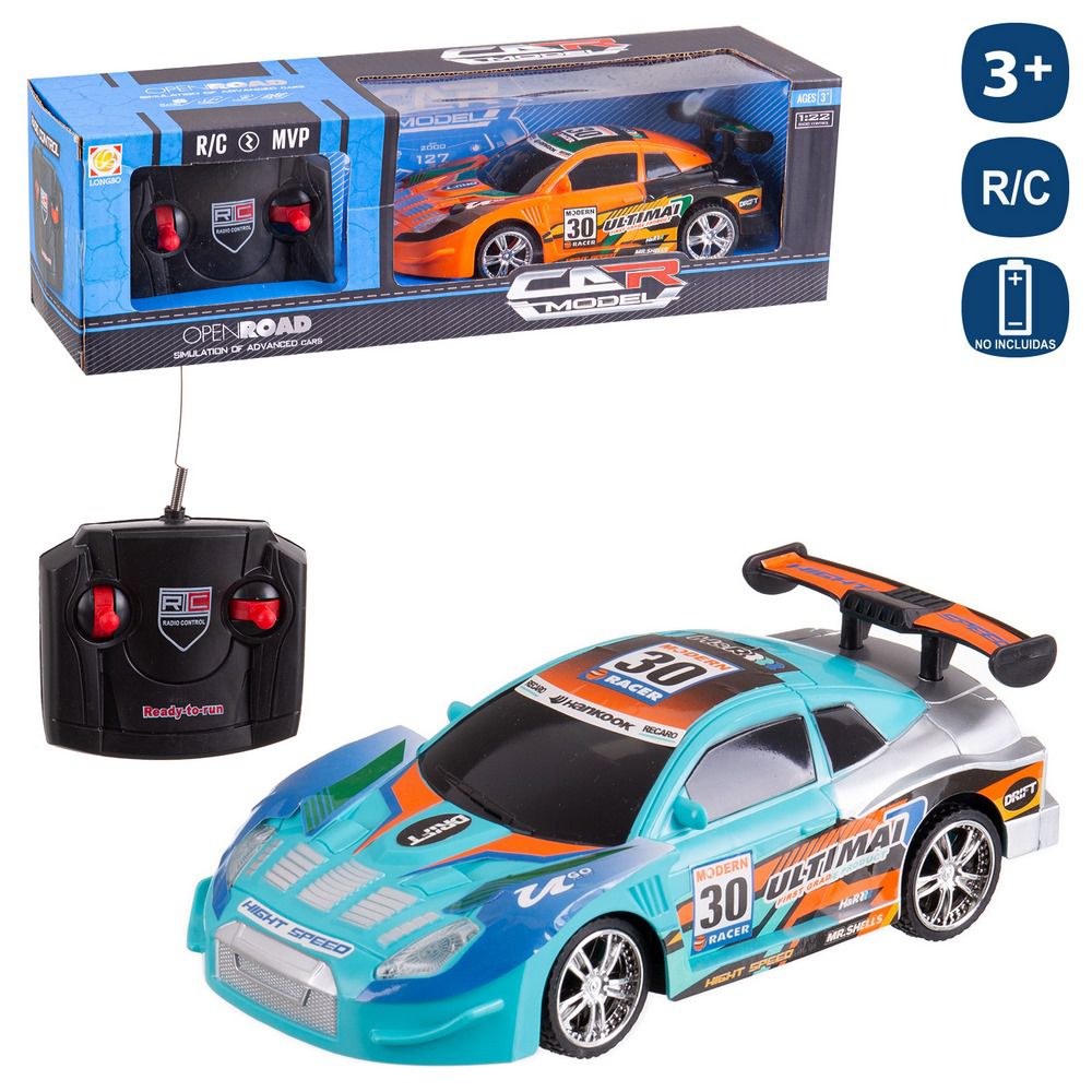 R/C 7F COCHE OPEN ROAD 2/C 21 CM FUNCIONA CON PILAS COCHE 3XAA, MANDO 2XAA NO INLCUIDAS CAJA VENTANA 33X10 CM