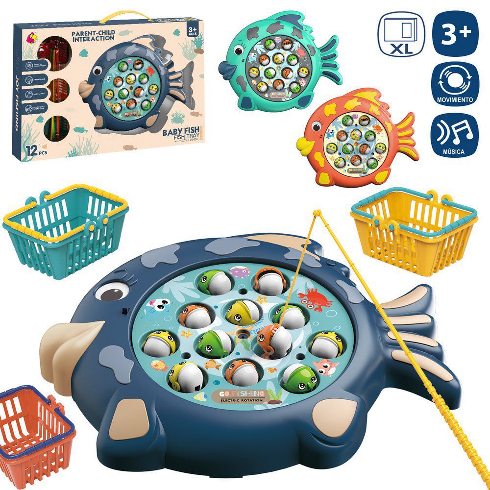 S/12 JUEGO PESCA ELÉCTRICO 3/C FUNCIONA CON PILAS 2XAA NO INCLUIDAS - CAJA VENTANA 41X28 CM