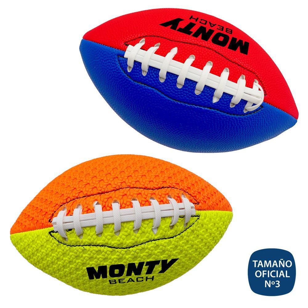 BALÓN RUGBY TEXTURE 2/C PLAYA 26 CM 4 PANELES, TAMAÑO Nº3 OFICIAL, 170 GRS , 2,7 MM GROSOR LAMINADO