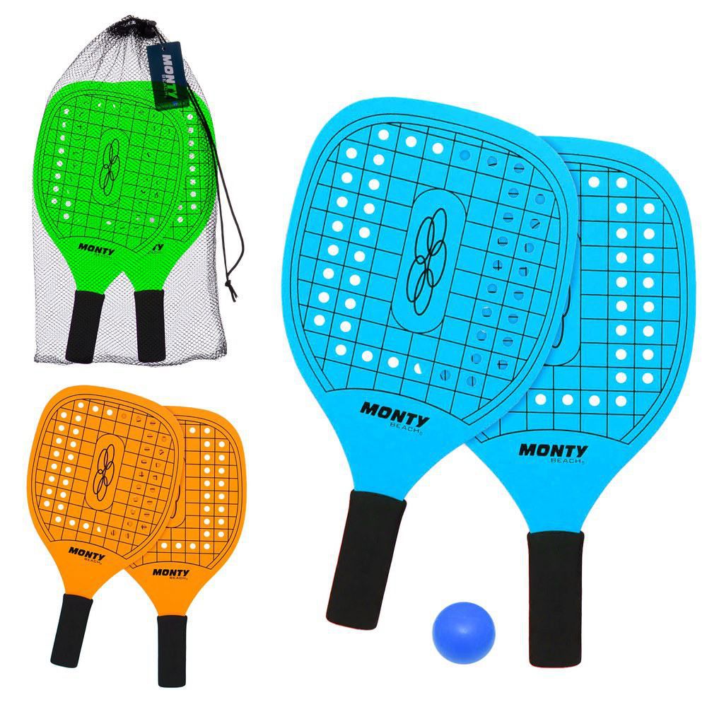 S/2 PALAS Y PELOTA MADERA NEON 0.8 3/C CON BOLSA DE NYLON SEGURIDAD DE TRANSPORTE.