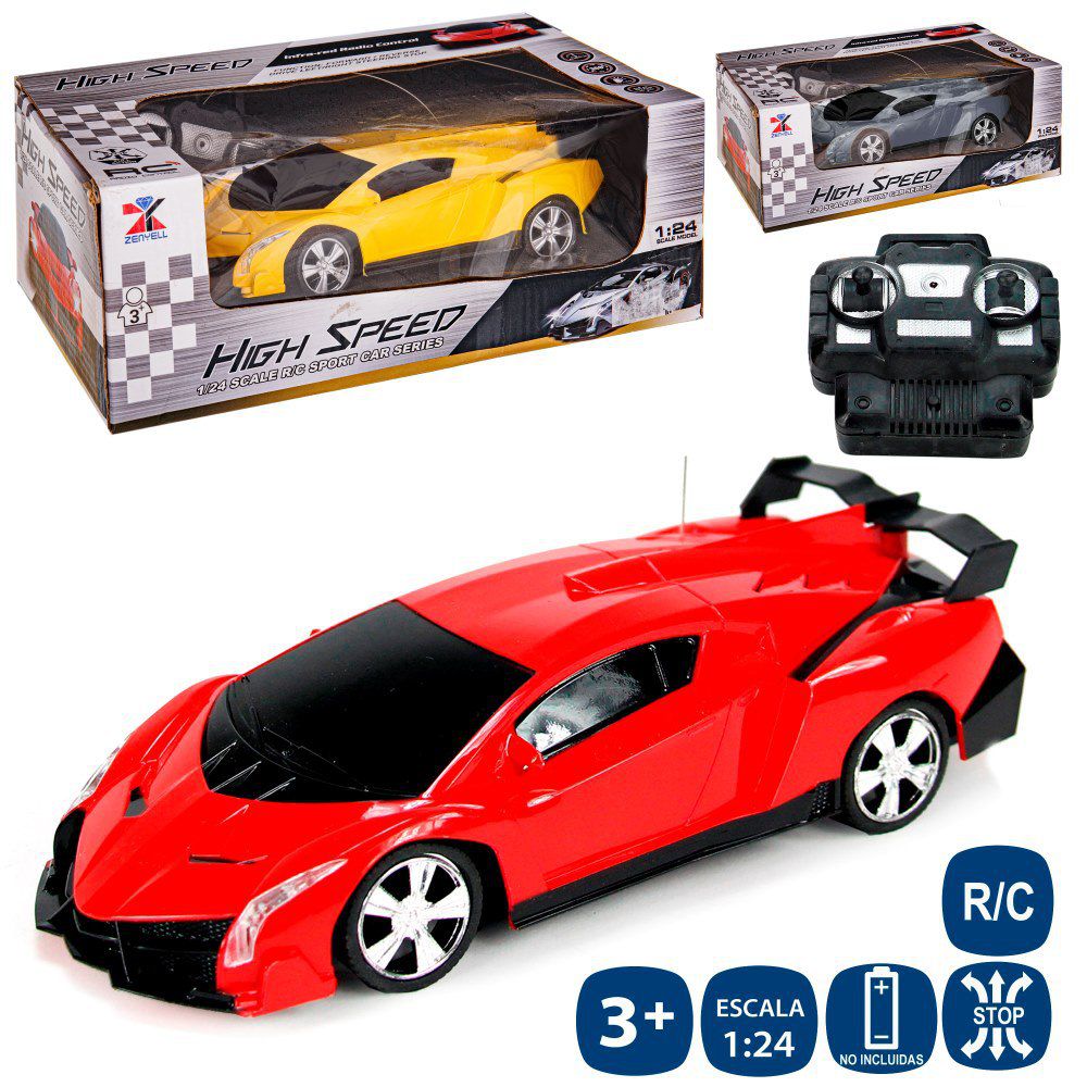 R/C COCHE 7 F SPORT LISO 3/C 20 CM ESCALA 1/24 3C. CAJA VENTANA 27X10 CM. MANDO PALANCA 2AA+3AA NO INCLUIDAS.
