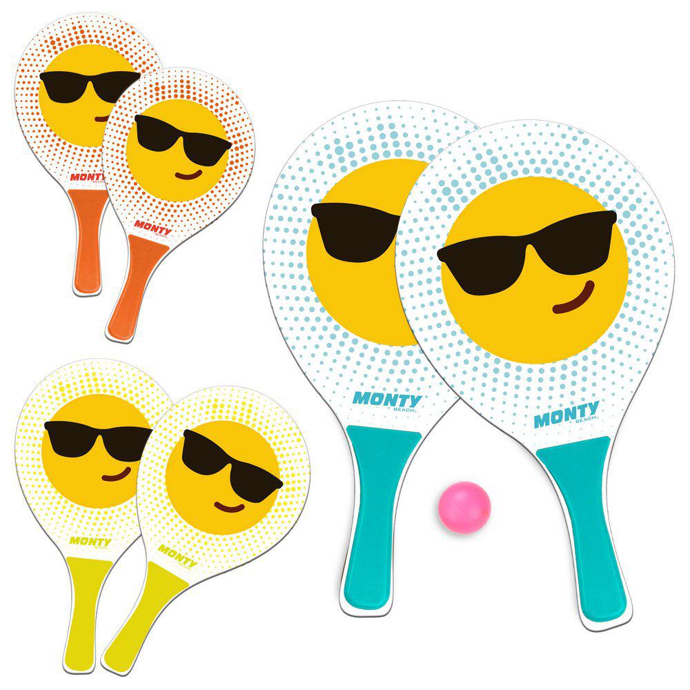 S/2 PALAS+PELOTA EMOTICONO GAFAS MAD 3/C 39 X 21 X 0,07 CM PRESENTADO EN BOLSA CON RED
