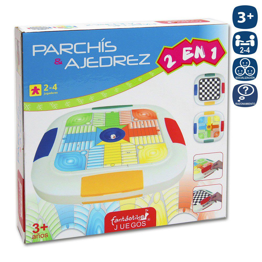 PARCHÍS/AJEDREZ DADO AUTOMÁTICO CAJA DE 30 X 30,5 CM.