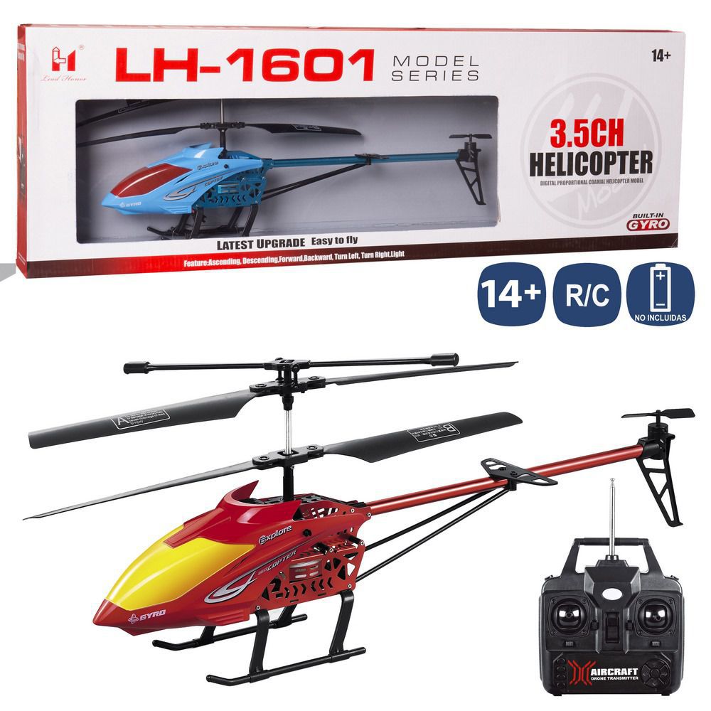R/C HELICÓPTERO 3.5 CANALES 2/C 44 CM R/C HELICOPTERO 3,5C. 2C. CAJA VENTANA 76X26 CM. MANDO PALANCA 6AA NO INCLUIDAS.