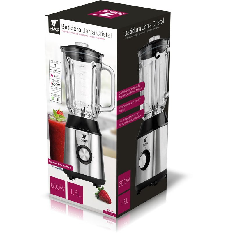 BATIDORA DE VASO DE CRISTAL 1.5L. 600W