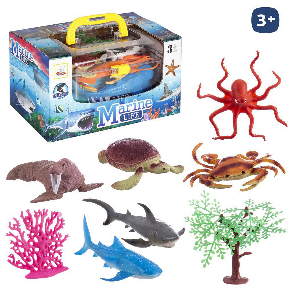 S/9 ANIMALES MUNDO MARINO 23 X 15 X 12,50 CM PVC. MALETIN DE 23X13 CM.