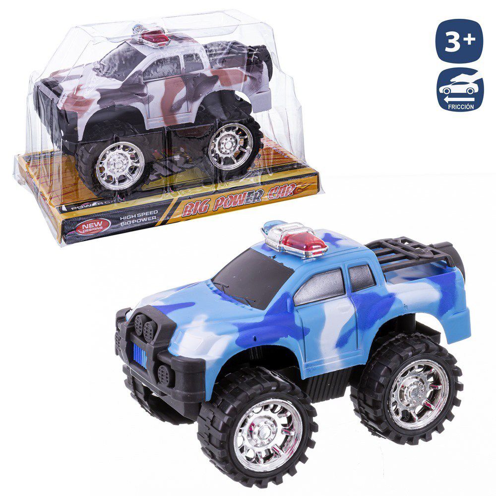 COCHE FRICCIÓN PICK UP CAMUFLAJE 2/C 15 X 10 CM PICK UP MILITAR. PRESENTADO EN BURBUJA 18X12 CM.