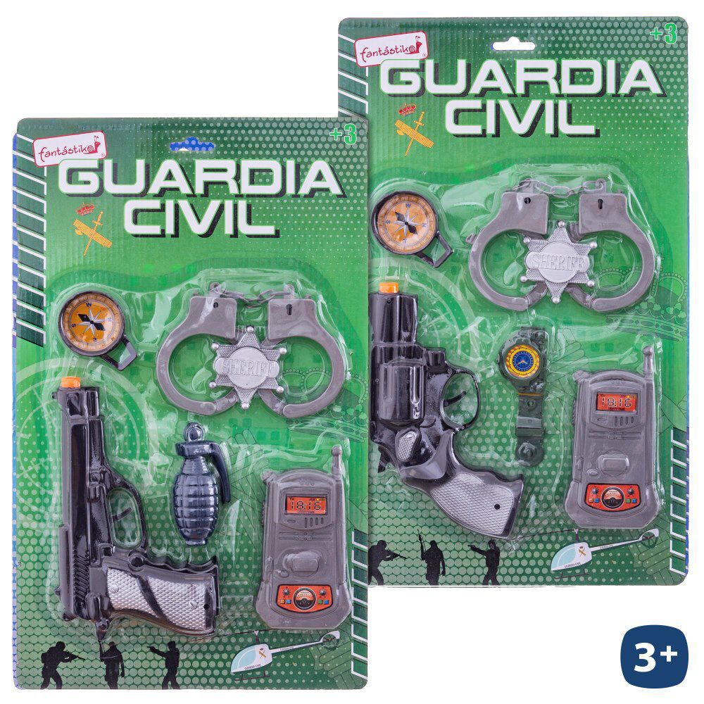 S/5 SET GUARDIA CIVIL 2/M 19 CM CON ACCESORIOS. BLIESTER 28X43 CM.
