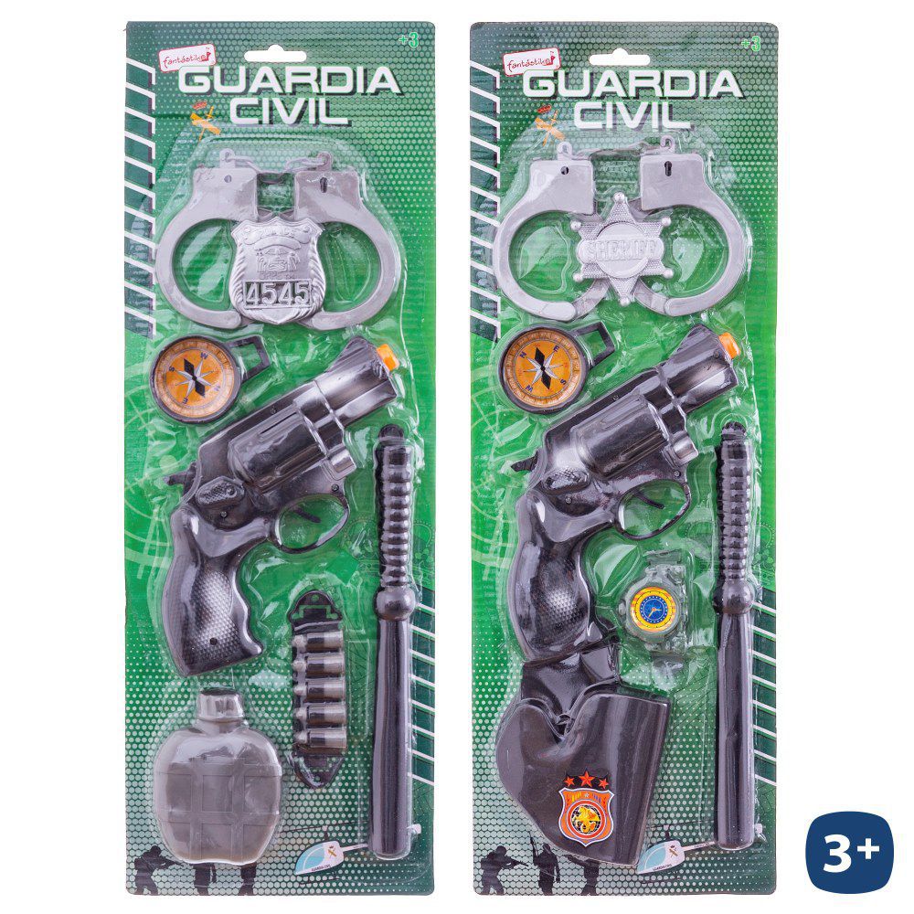 S/7 SET GUARDIA CIVIL 2/M 19 CM CON ACCESORIOS. BLISTER 17X50 CM.