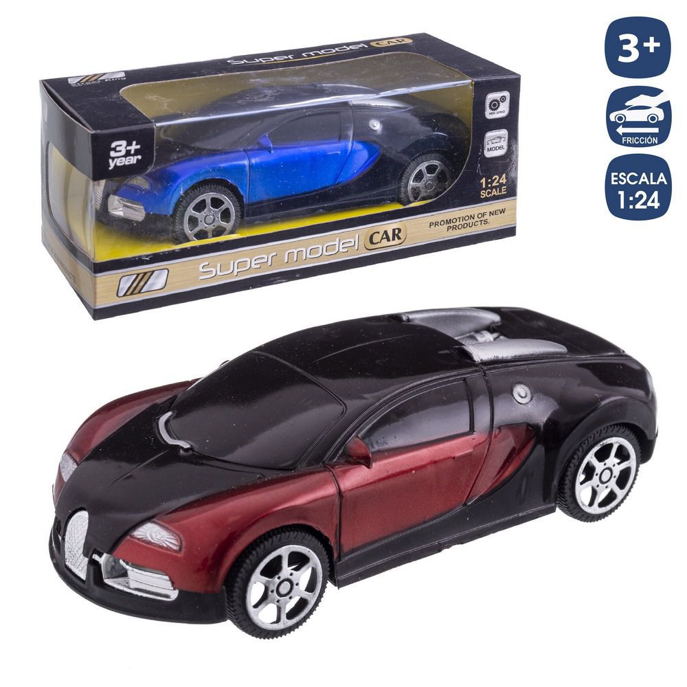 COCHE DEPORTIVO FRICCIÓN 2/C 17 CM ESCALA 1:24. CAJA 20X8 CM.