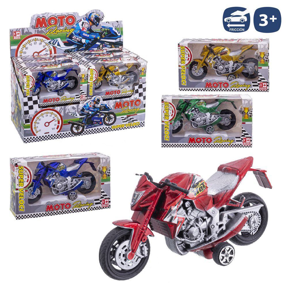 MOTO FRICCIÓN TRAIL 4/C 16 CM CAJA VENTANA 18X11 CM. CAJA EXPOSITORA 12 PZAS.