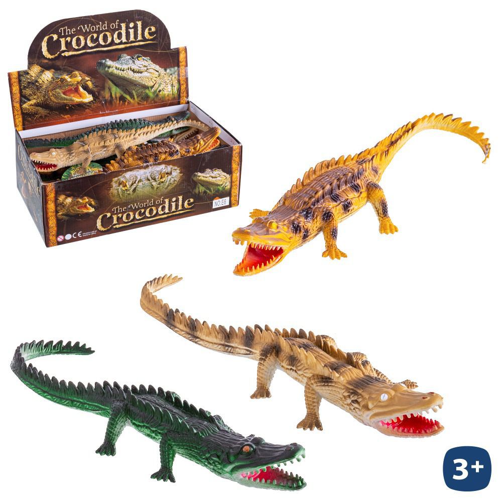 COCODRILO GOMA 4/C 36 CM HANTAG. CAJA EXPOSITORA 12 PZAS.