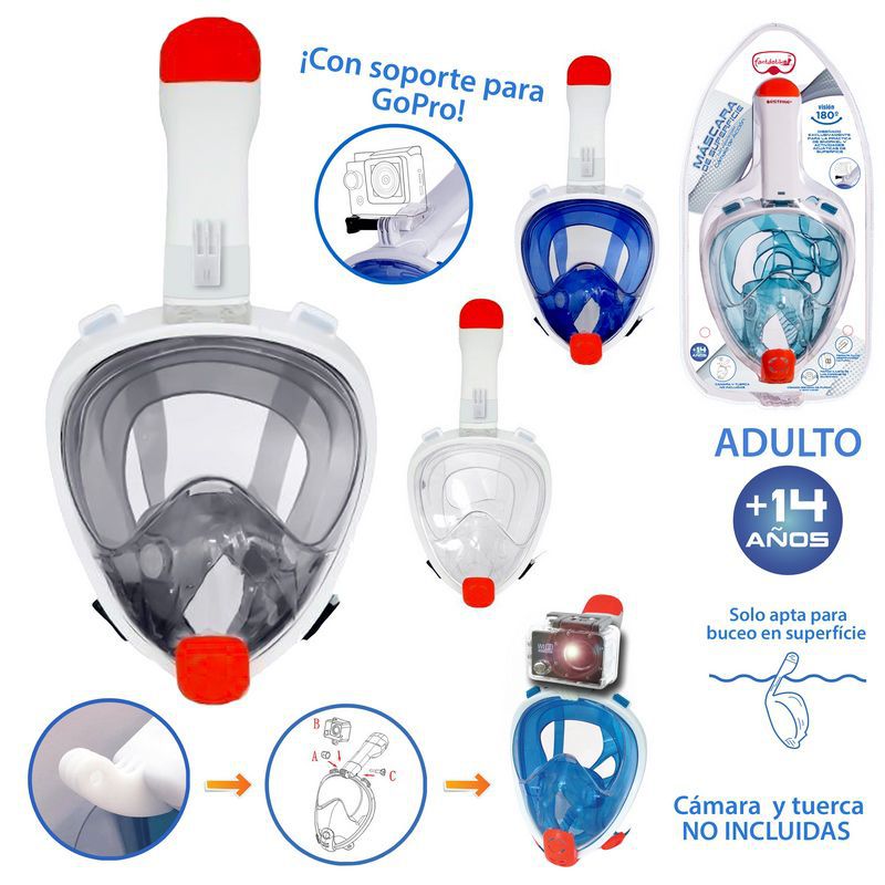 MÁSCARA ADULTO PAN.SUPERFI AC.CÁMARA 4/C INCLUYE ACC. PARA CAMARA ACCIÓN - TALLA ÚNICA ADULTO +14 AÑOS- PRESENTADO EN BLISTER
