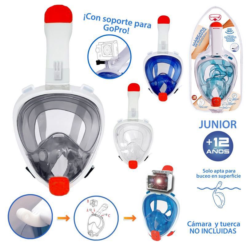 MÁSCARA JUNIOR PAN.SUPERFI AC.CÁMARA 4/C INCLUYE ACC. PARA CAMARA ACCIÓN - TALLA ÚNICA JUNIOR +12 AÑOS- PRESENTADO EN BLISTER