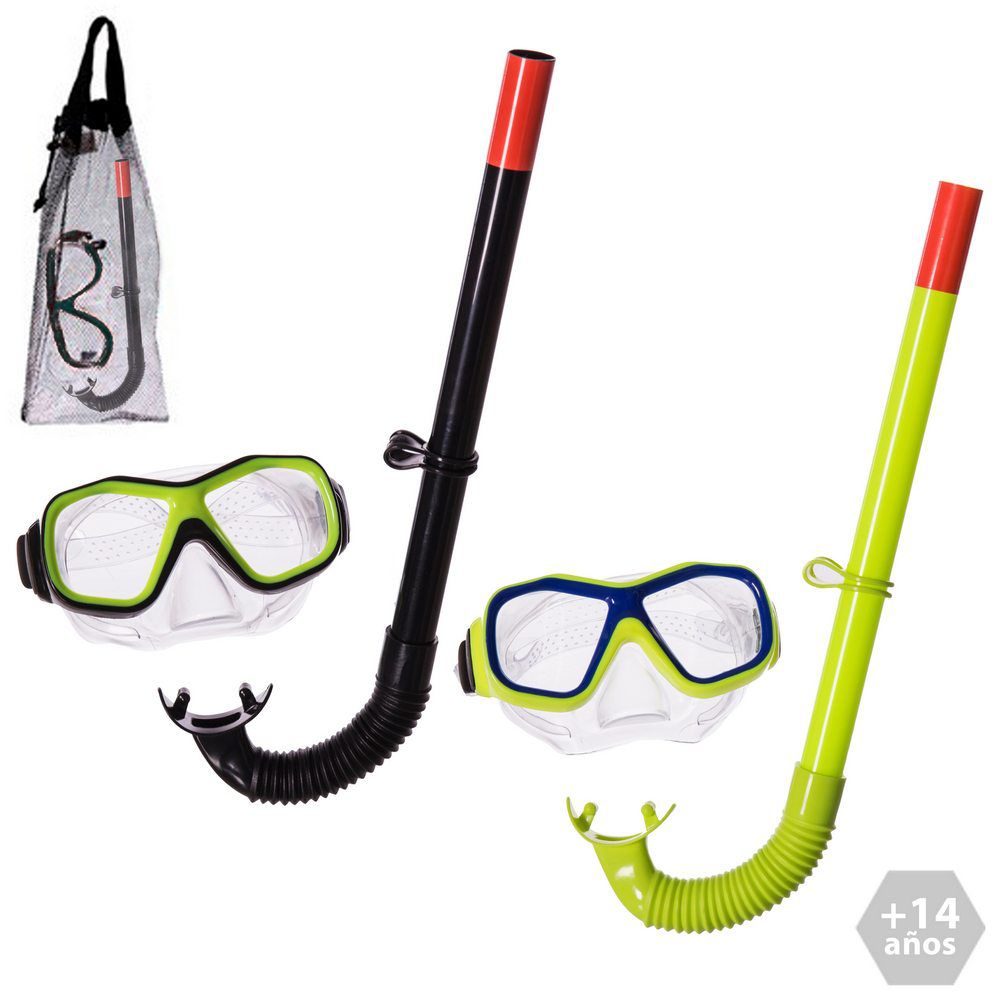 GAFAS Y TUBO ADULTO + 14 AÑOS 3/C BUCEO PRESENTADO EN BOLSA RED