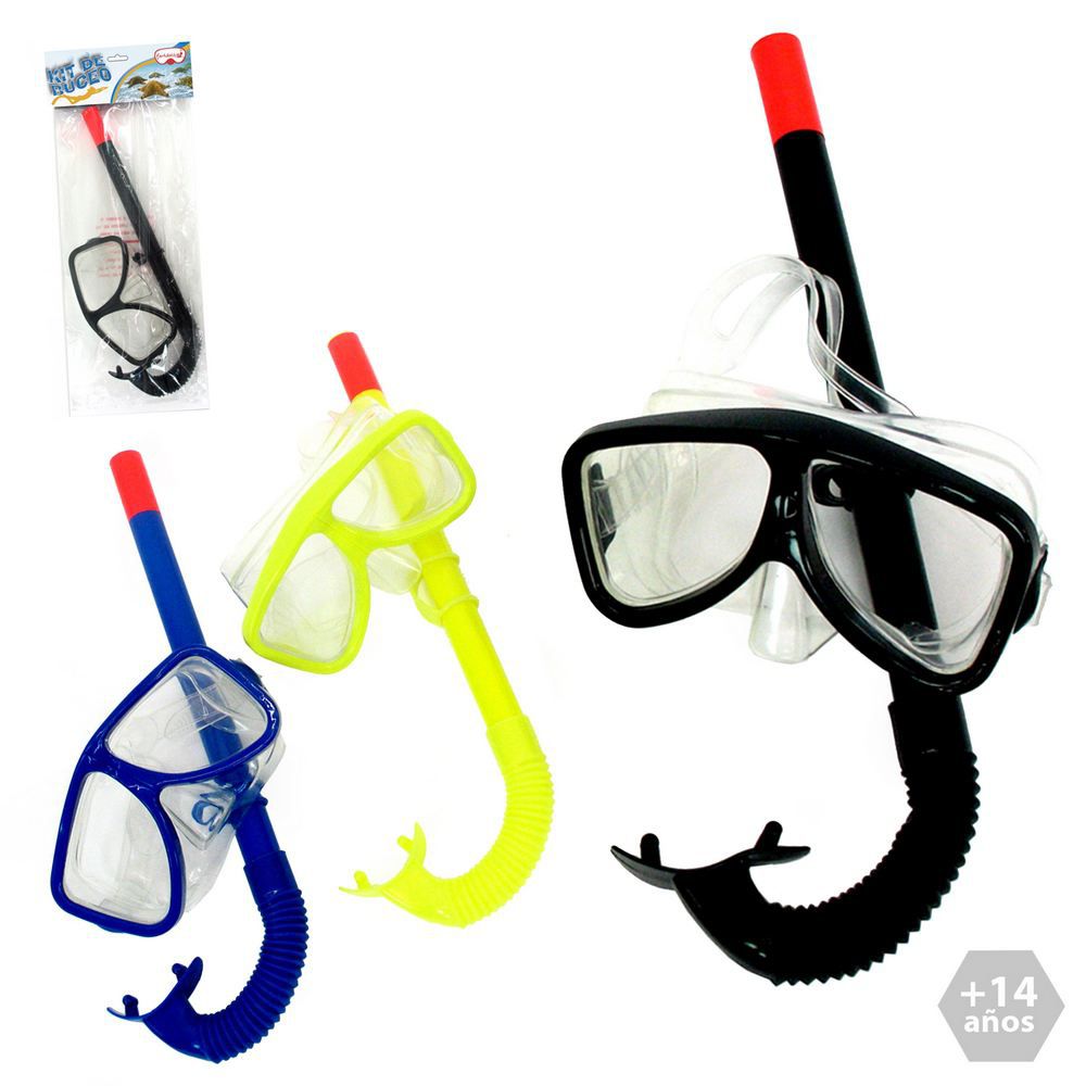 GAFAS Y TUBO ADULTO + 14 AÑOS 3/C BUCEO PRESENTADO EN BOLSA CON PESTAÑA