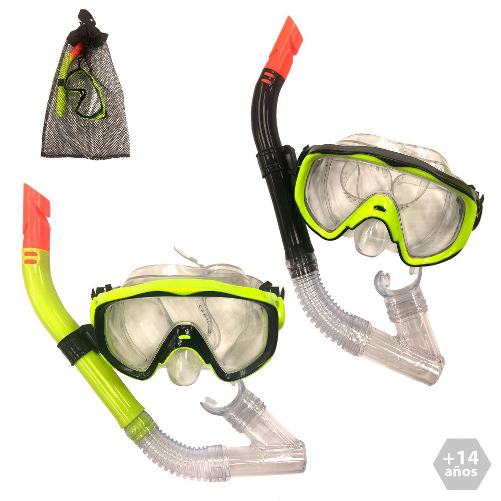 GAFAS Y TUBO ADULTO + 14 AÑOS 2/C BUCEO PRESENTADO EN BOLSA RED
