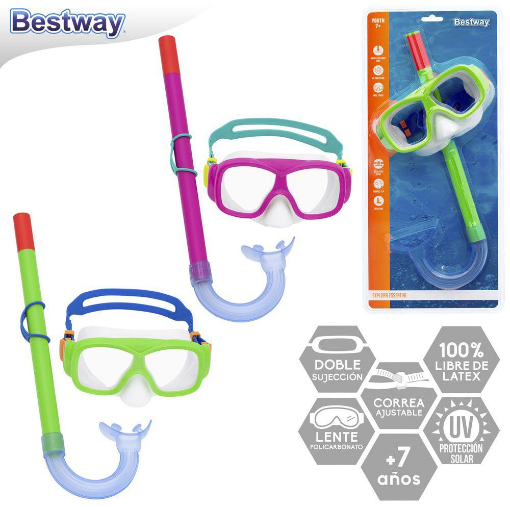 GAFAS Y TUBO JUNIOR 7-14 AÑOS BUCEO BOLSA PESTAÑA