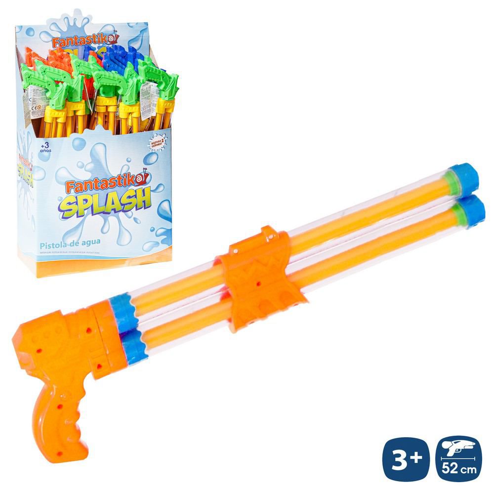 PISTOLA DE AGUA DOS CAÑONES AIRE 3/C 52 CM CAJA EXPOSITORA 24 UDS