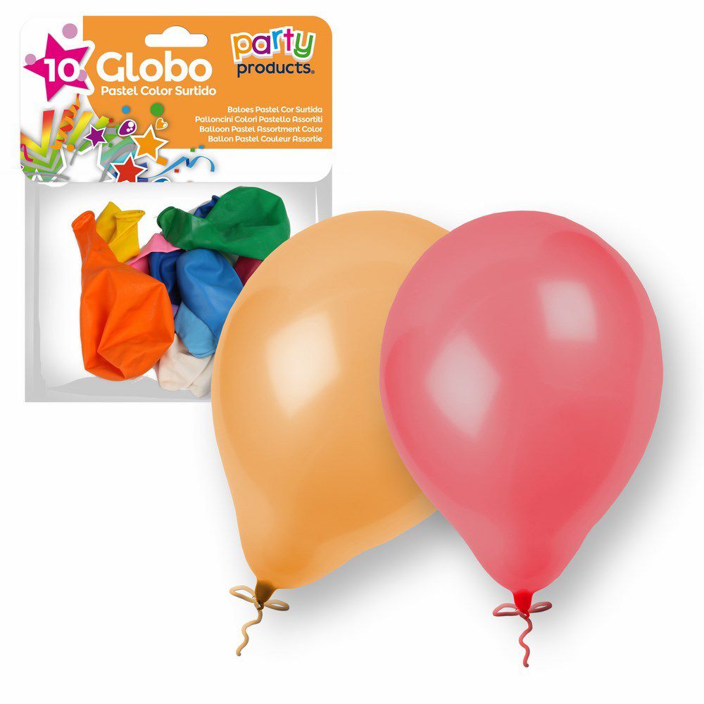 S/10 GLOBO PASTEL COLOR SURTIDO 23 CM