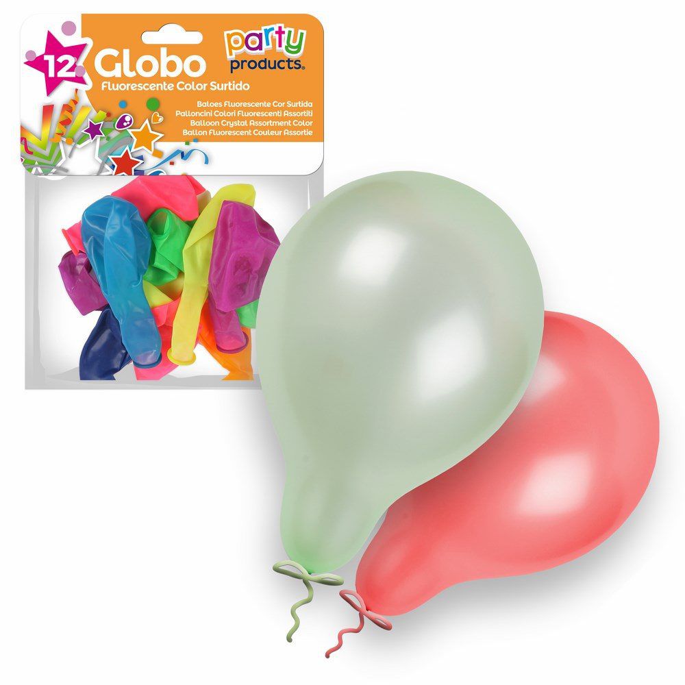 S/12 GLOBO FLUORESCENTE COLOR SURT. 23CM S/12 GLOBO FLUORESCENTE COLOR SURTIDO