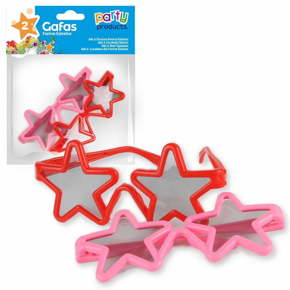 S/2 GAFA FORMA ESTRELLA S/2 GAFAS FORMA ESTRELLA COLORES SURTIDOS: ROSA, ROJO, NARANJA, LILA, VERDE Y AZUL
