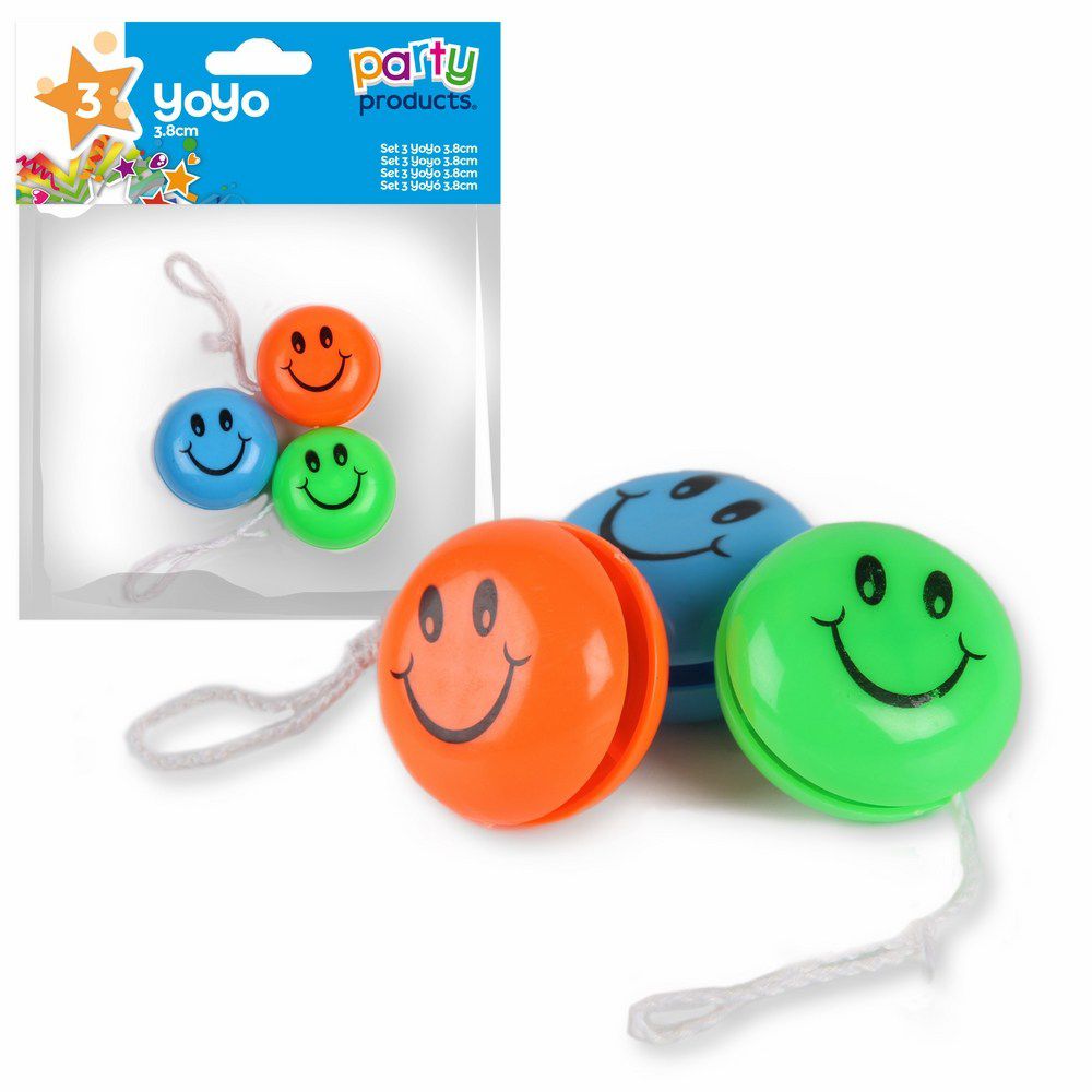 S/3 YOYÓ 3,8 CM S/3 YOYÓ 3,8 CM COLORES SURTIDOS: NARANJA, AZUL, VERDE, AMARILLO Y ROSA.