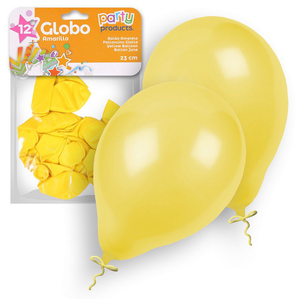 S/12 GLOBO AMARILLO 23 CM
