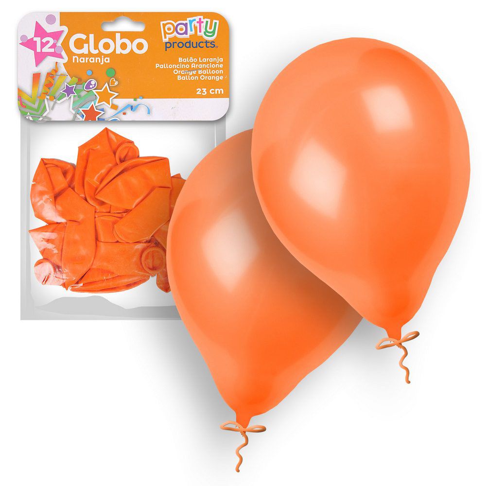 S/12 GLOBO NARANJA 23 CM