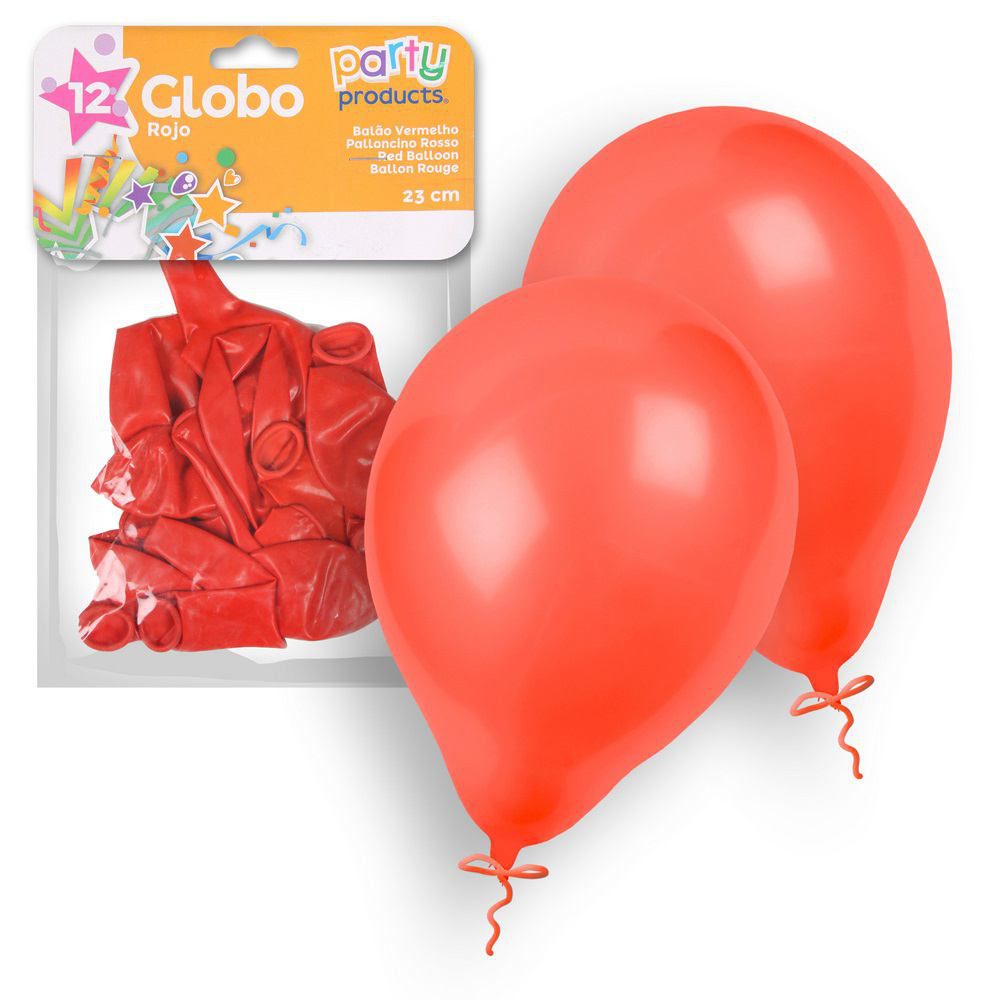 S/12 GLOBO ROJO 23 CM