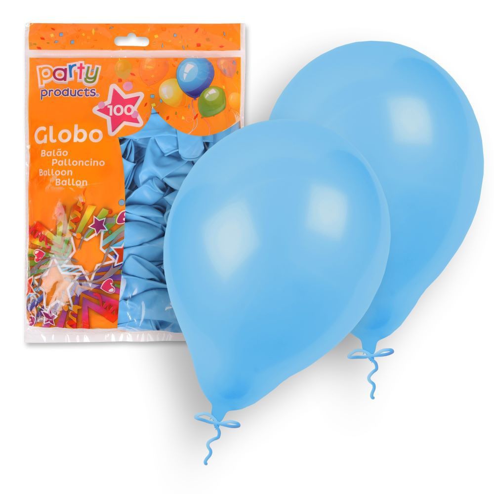 S/100 GLOBO AZUL CLARO 23 CM