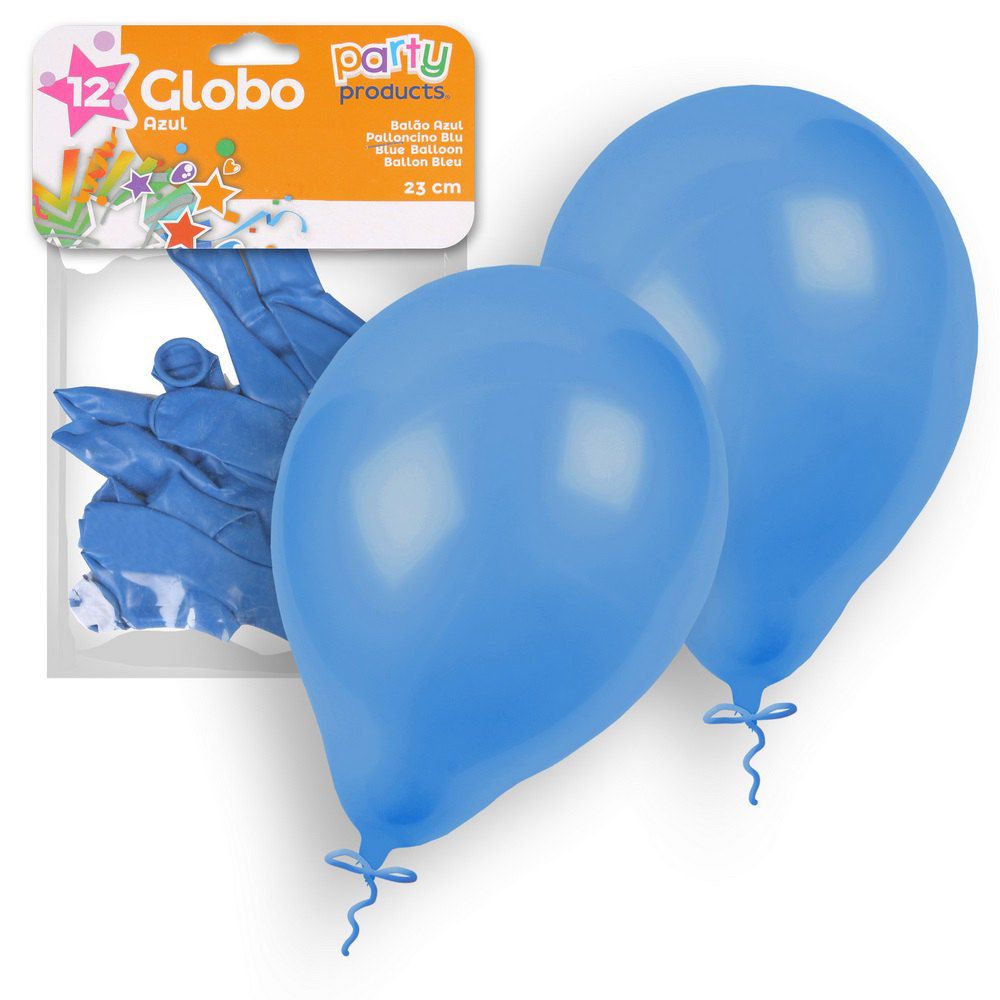 S/12 GLOBO AZUL 23 CM