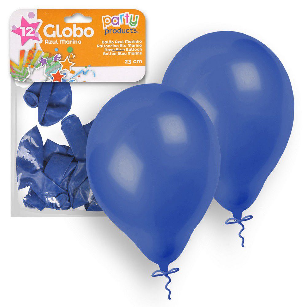 S/12 GLOBO AZUL MARINO 23 CM