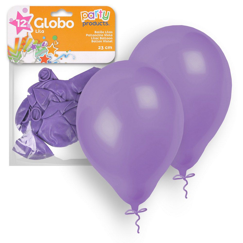 S/12 GLOBO LILA 23 CM