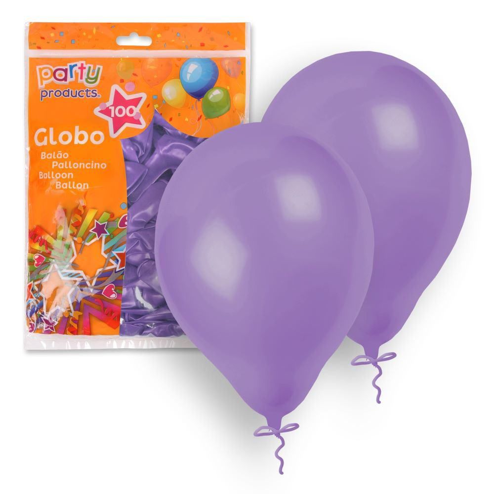 S/100 GLOBO LILA 23 CM
