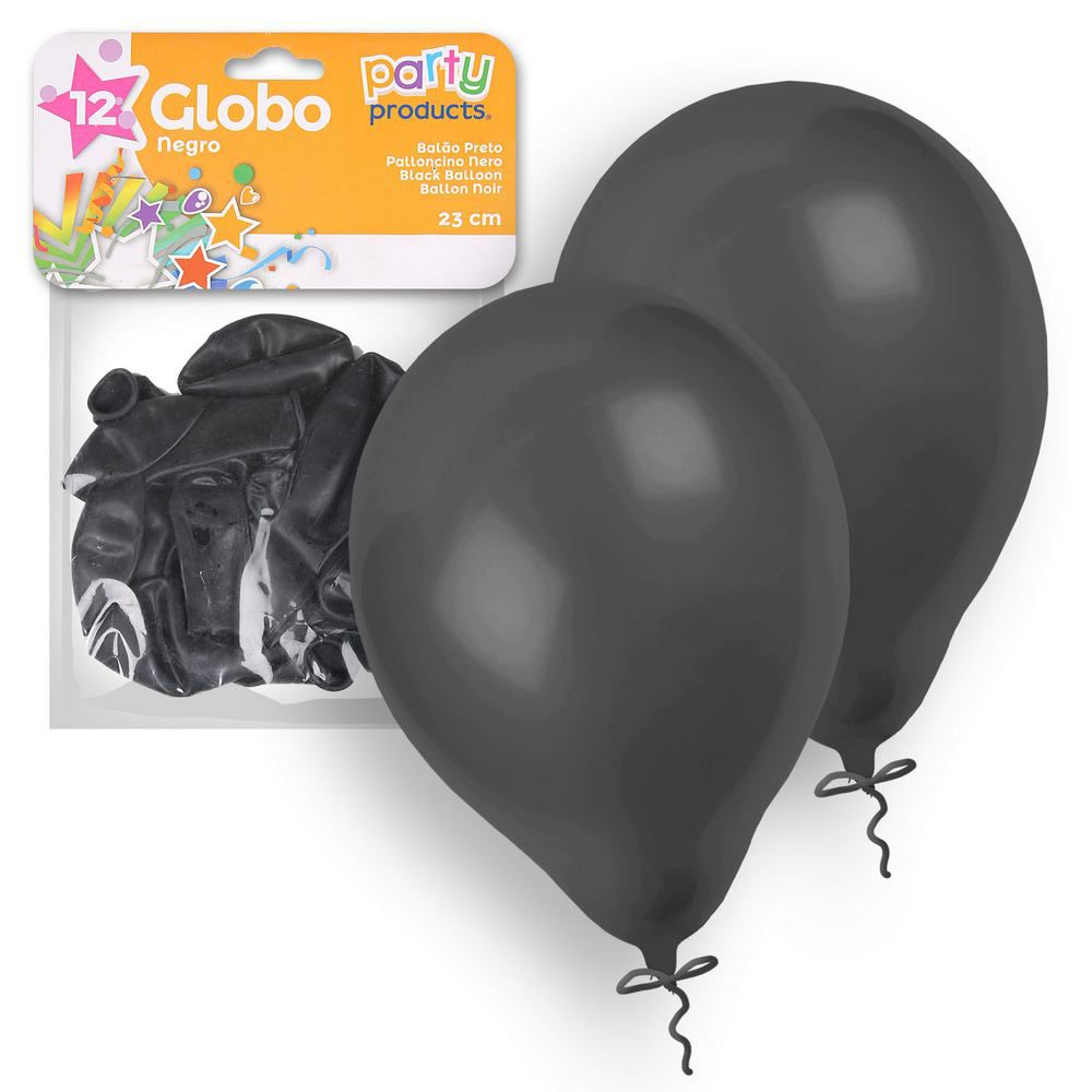 S/12 GLOBO NEGRO 23 CM