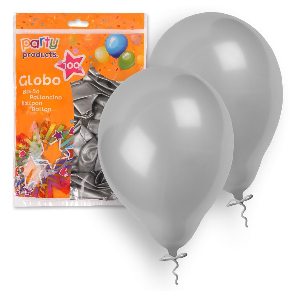 S/100 GLOBO METALIZADO PLATA 23 CM