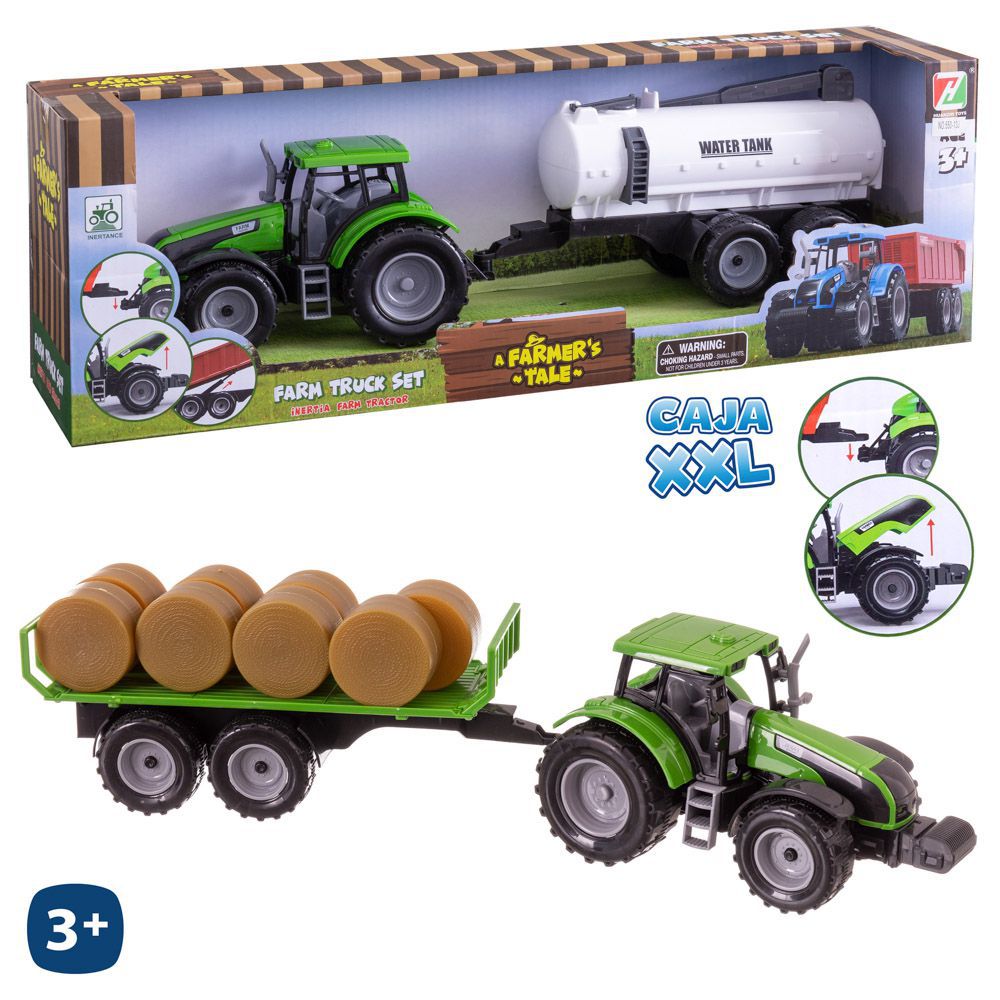 TRACTOR CON REMOLQUE FARMER 2/M 45 CM BLISTER CAJA VENTANA 47X15,5 CM.