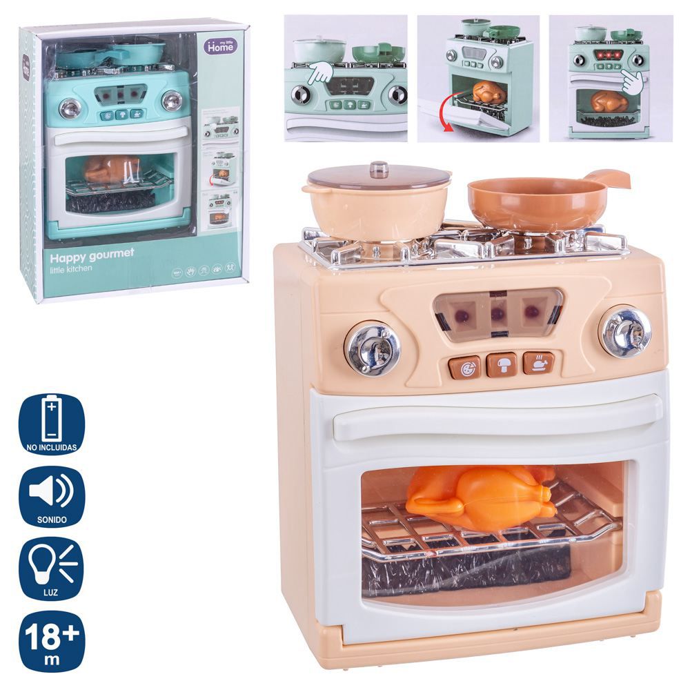 COCINA-HORNO, LUZ Y SONIDO 2/C GOURMET 15,70 X 21,50 CM CAJA VENTANA DE 22X11,5X28,5 CM. FUNCIONA CON PILAS 3XAA (NO INCLUIDAS)