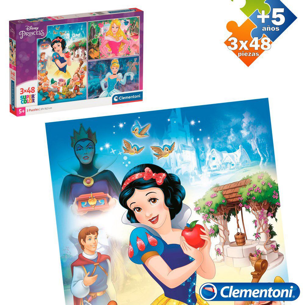 S/3 PUZZLE 3X48 PCS PRINCESAS APTO + 4 AÑOS - CAJA IMPRESA