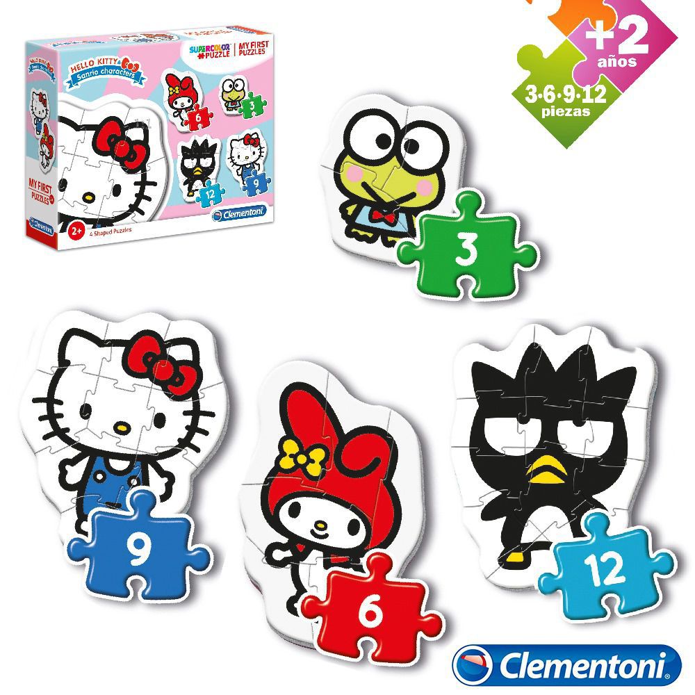 MI PRIMER PUZZLE 3-6-9-12 HELLO KITTY APTO + 2 AÑOS - CAJA IMPRESA
