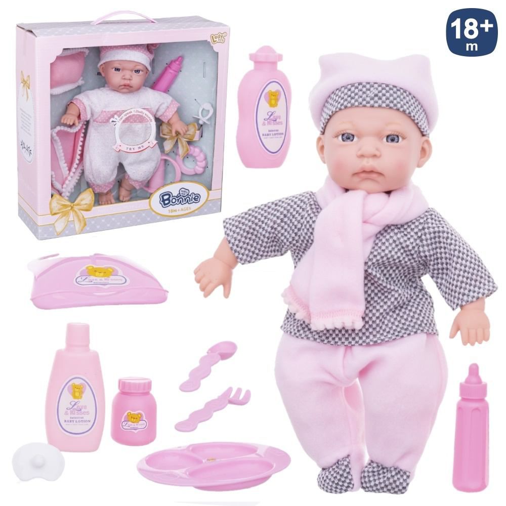 BEBÉ BONNIE 12 SONIDOS 2/C 31 CM FUNCIÓN PRUEBAME ( PILAS INCLUIDAS) CUERPO BLANDO , CAJA VENTANA 34X11X34 CM