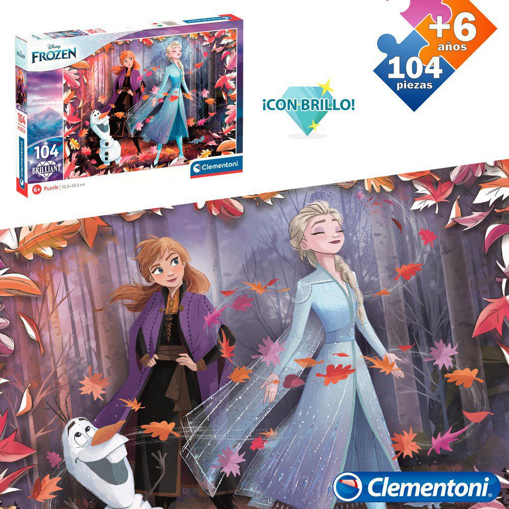 PUZZLE 104 PCS BRILLO FROZEN II EFECTO HOLOGRAFICO BRILLO- CAJA IMPRESA