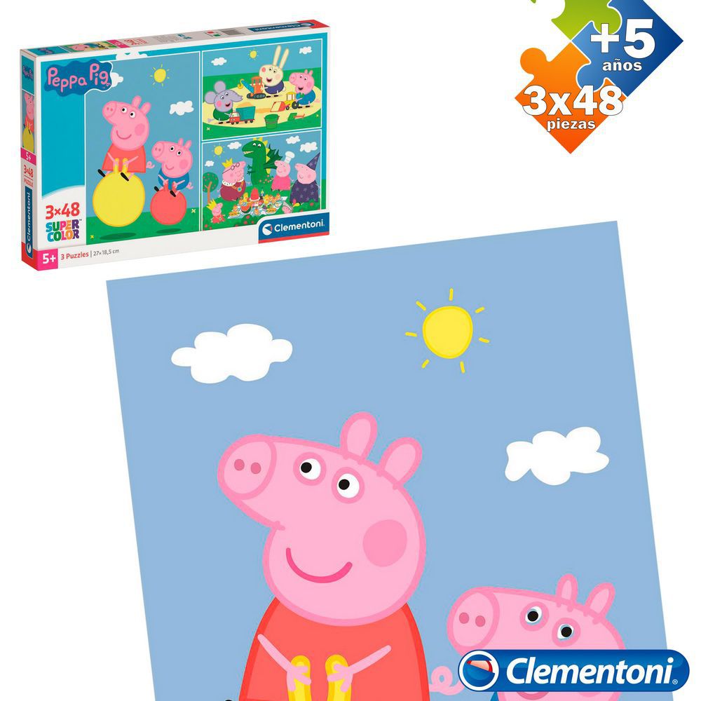 S/3 PUZZLE 3X48 PCS PEPPA PIG APTO + 4 AÑOS - CAJA IMPRESA