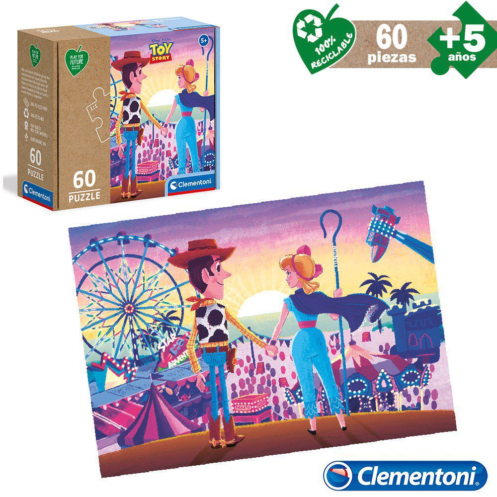 PUZZLE 60 PCS ECO TOYS STORY 4 FABRICADO CON PAPEL 100% RECICLABLE - CAJA IMPRESA