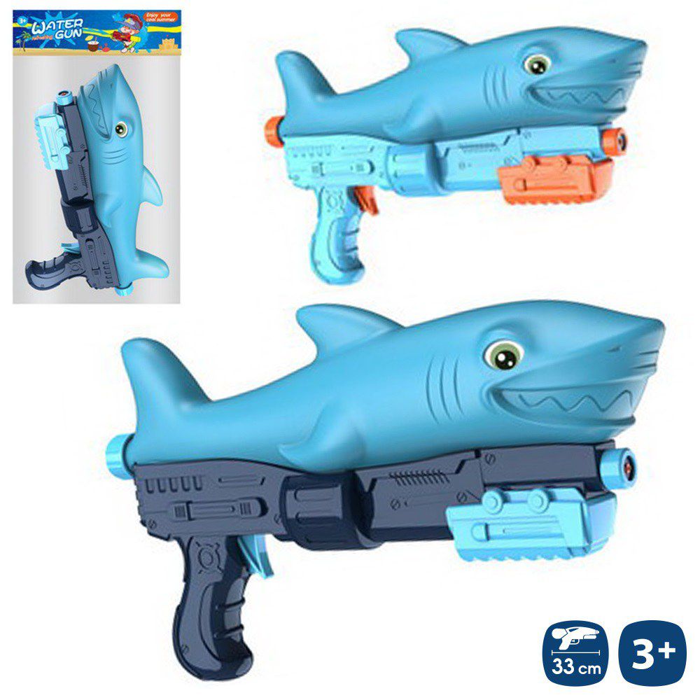 PISTOLA AGUA TIBURON CEBADOR 2/C 33 X 8 X 19 CM BOLSA PESTAÑA
