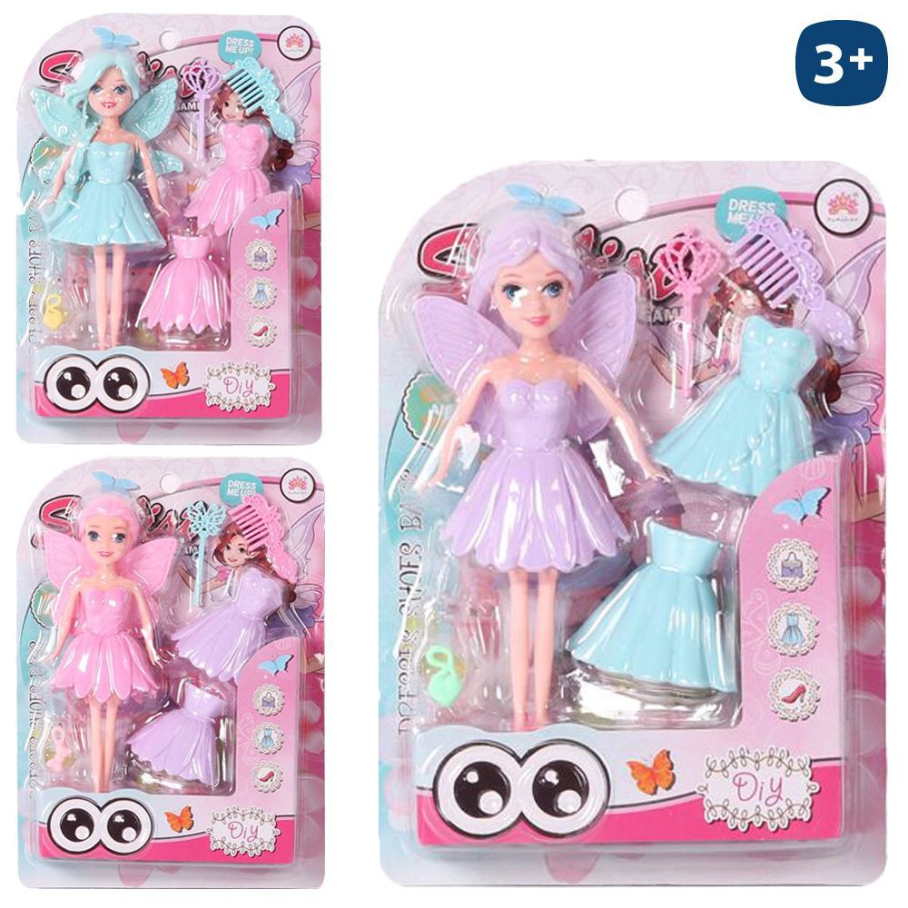 MUÑECA FAIRY 3/C CAMBIA VESTIDOS 15 CM BLISTER 16X22 CM